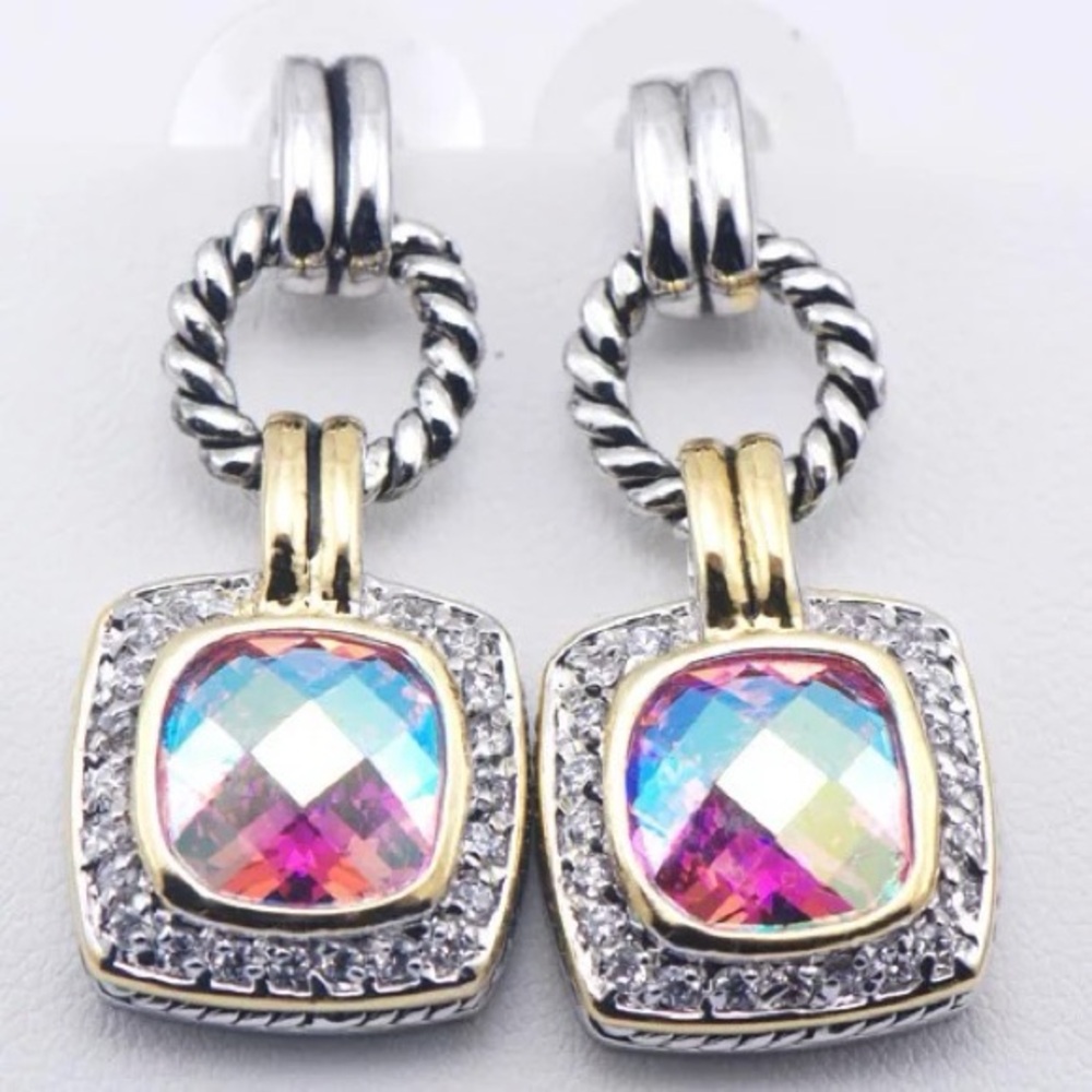 Luxury Rainbow Topaz 925 Silver Sassy Earrings